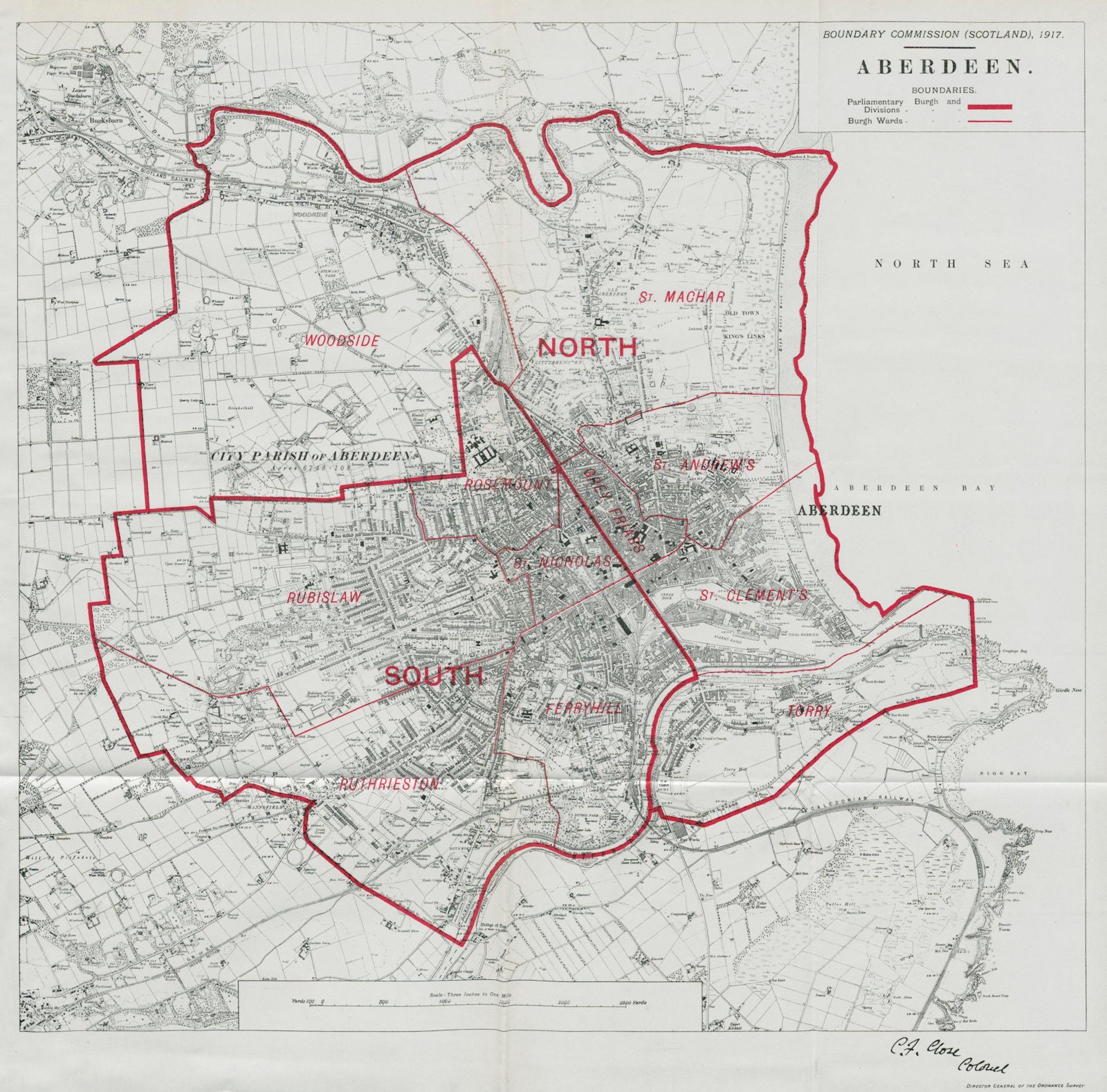 Aberdeen Parliamentary Borough. Rubislaw Woodside. BOUNDARY COMMISSION 1917 map